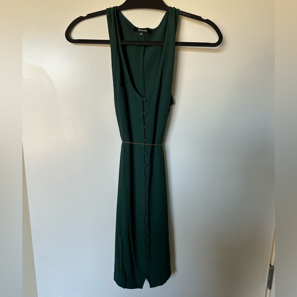 Madewell Hunter Green Button Down Sleeveless Dress M